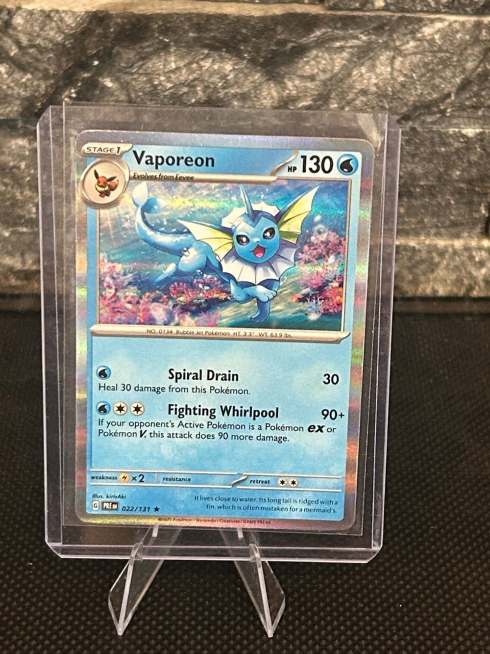 Pokemon Vaporeon 022/131 Holo from Prismatic Evolutions Set M/NM